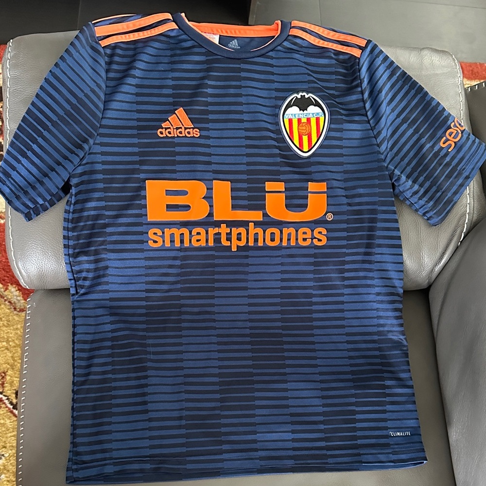 Adidas Valencia CF Navy and Orange Soccer Jersey